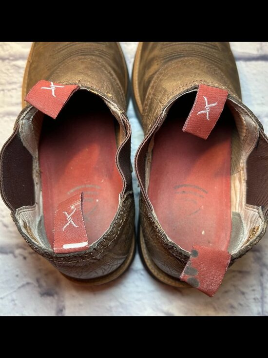 Twisted X Cow Dog Western Boots Mens 9M Brown Leather Comfort Cowboy Slip On main image 4